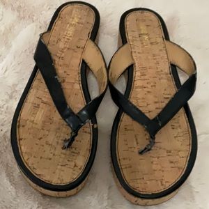 Nine West Women’s Cork Sandals Black Size 8